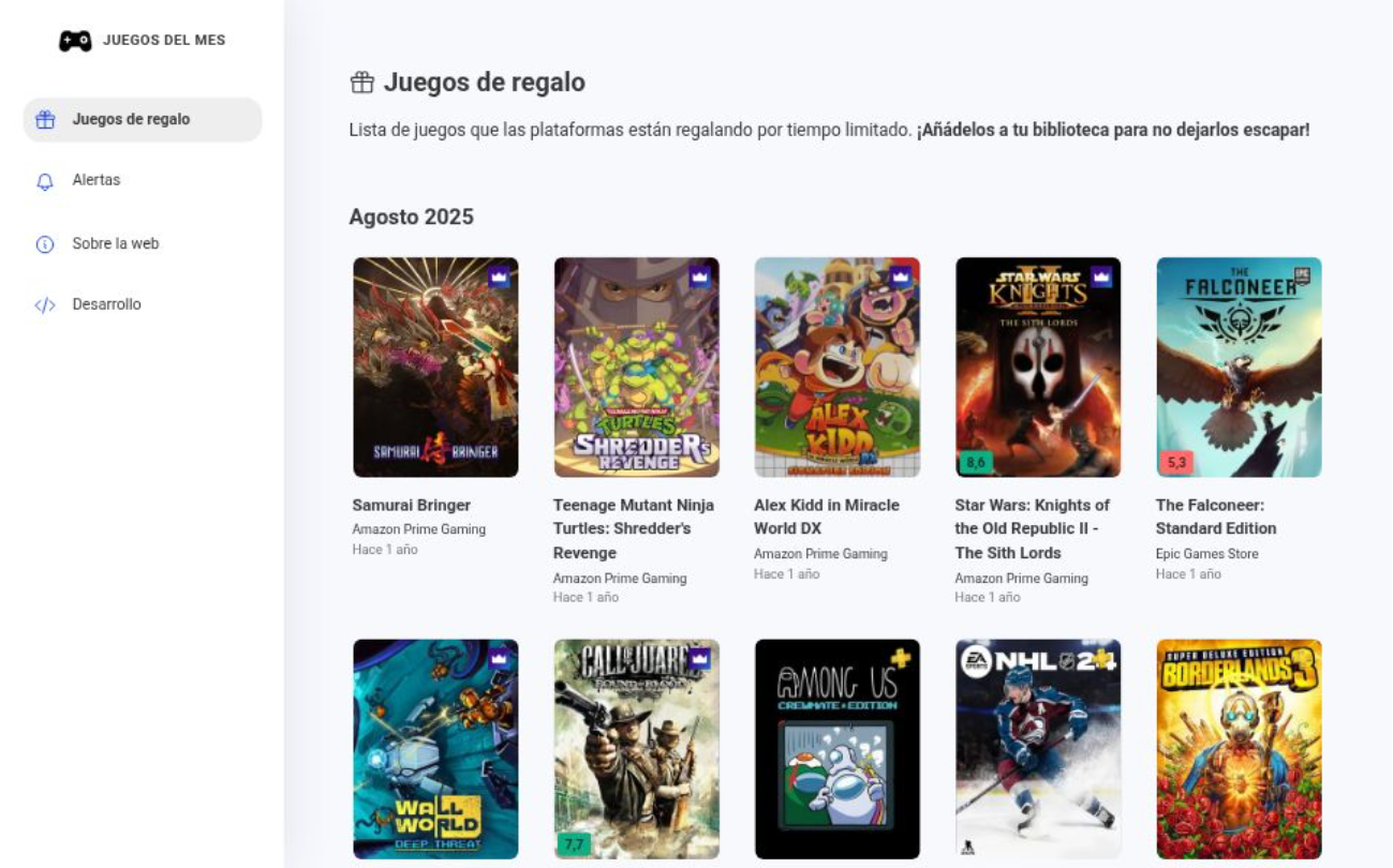 Lanzo una web que te avisa de los juegos gratis que publican cada mes